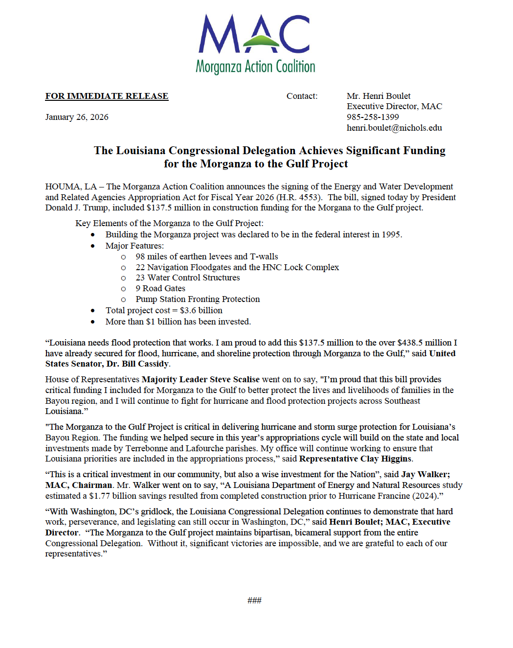 MAC FY26 Press Release $137.5M